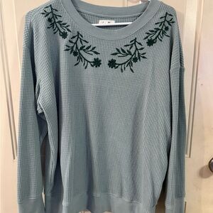 Maurices Sage green thermal with Dark Green Embroidery